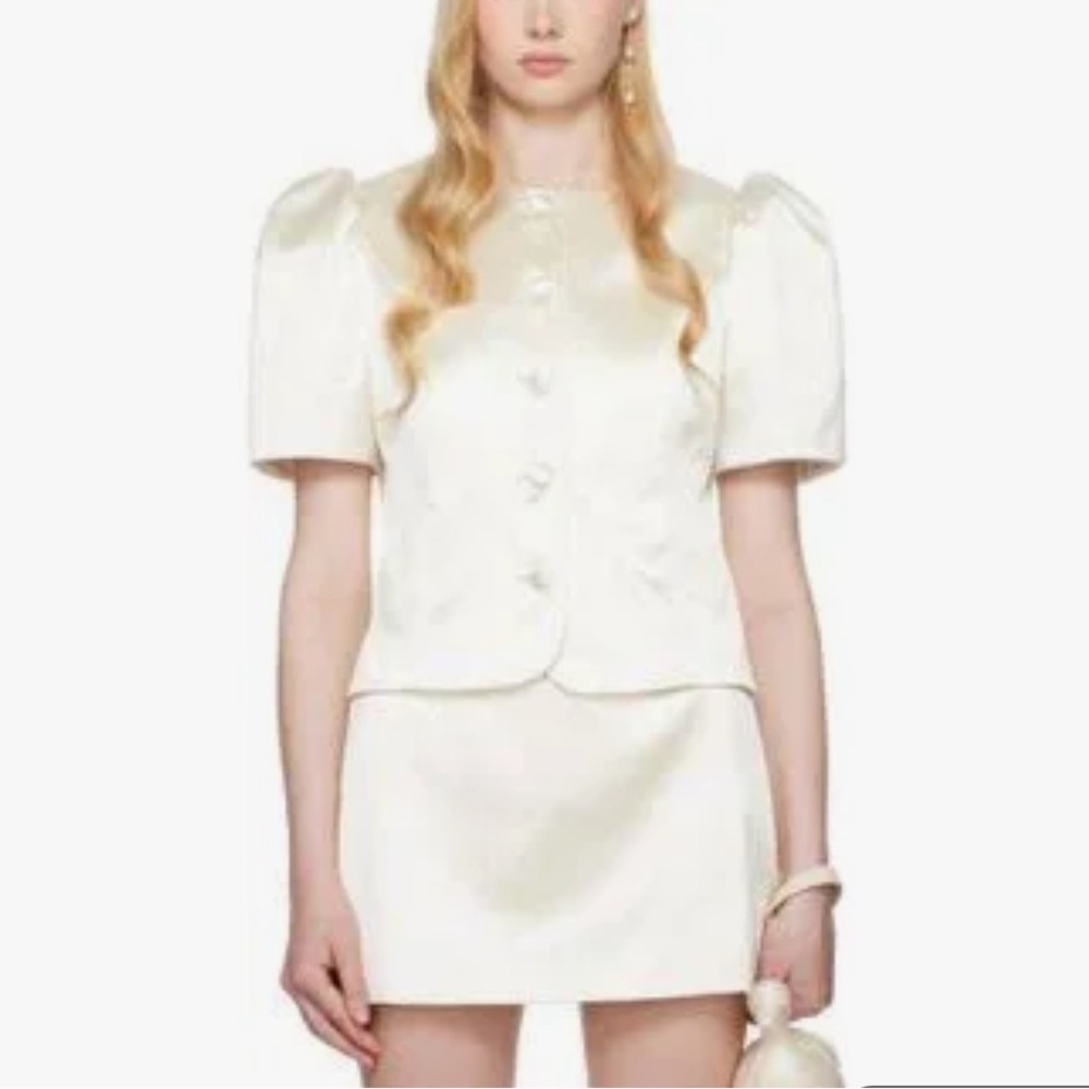 Sandy Liang Women's two piece ivory top and skirt